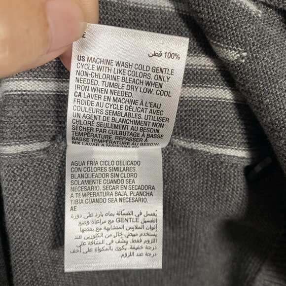 Alfani Cardigan Sweater Men’s XL Gray Striped V-Neck Button Up Grandpa Academia - Picture 9 of 13